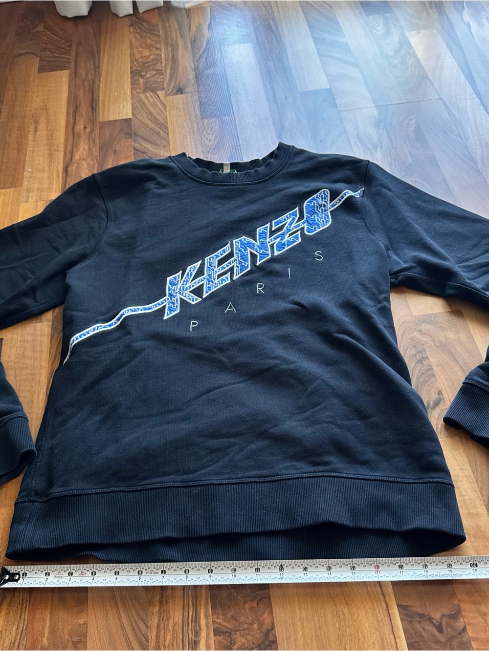Kenzo Paris Men's Black Logo Sweatshirt - Blue Accent